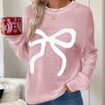 thumbnail image 1 of Bow Knit Sweaters for Women Drop Shoulder Oversized Christmas Holiday Pullover Sweater Crew Neck Long Sleeve Tops Casual Loose Fall Winter Party Ladies Clothes, 1 of 8