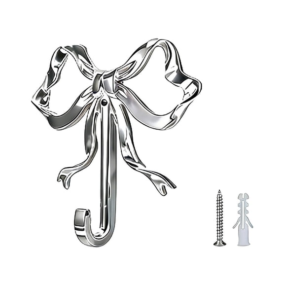 Bow Knot Hooks, Alloy Bow Wall Hook,Decorative Coat Holder,Hanging Bow knot For Kitchen,Bathroom & Laundry,Multi Purpose Wall Hooks For Coats,Keys,Hats,Bags & Towels(3.58x3.58")(Silver2)