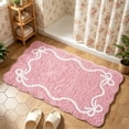 thumbnail image 1 of Bow Knot Pattern Soft Absorbent Bath Mat, Non-Slip Bathroom Floor Rug with Rubber Backing, Cute Bow Tie Carpet for Bedroom Living Room Home Decor Accent​, Pink, 1 of 6