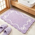 thumbnail image 1 of Bow Knot Pattern Soft Absorbent Bath Mat, Non-Slip Bathroom Floor Rug with Rubber Backing, Cute Bow Tie Carpet for Bedroom Living Room Home Decor Accent​, Purple, 1 of 6