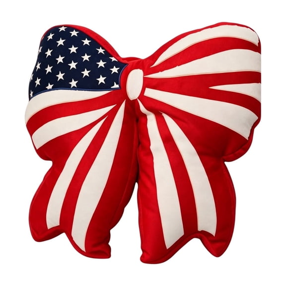 Bow Knot Shaped Patriotic Pillow, Red White Blue Independence Day Cushion, Special Design Throw Pillow for Sofa Home Festival Decor