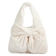 thumbnail image 1 of Bow-Knot Shoulder Bag, Top Handle Tote Bag, Plush Pleated Underarm Bag for Travel Work, 1 of 6