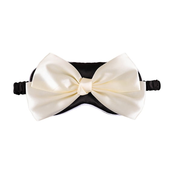 Bow Knot Sleep Eye Mask For Blocking Light Simulated Silk Fabric Black 1 Count