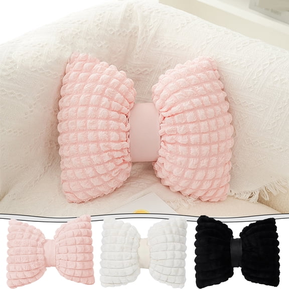 Bow Knot Sofa Cushion | Comfortable Office Seat Pad for Long Sitting | Soft Decorative Pillow, 15.7"x12.6", Pink/White/Black, Plush Support, All-Season Gift