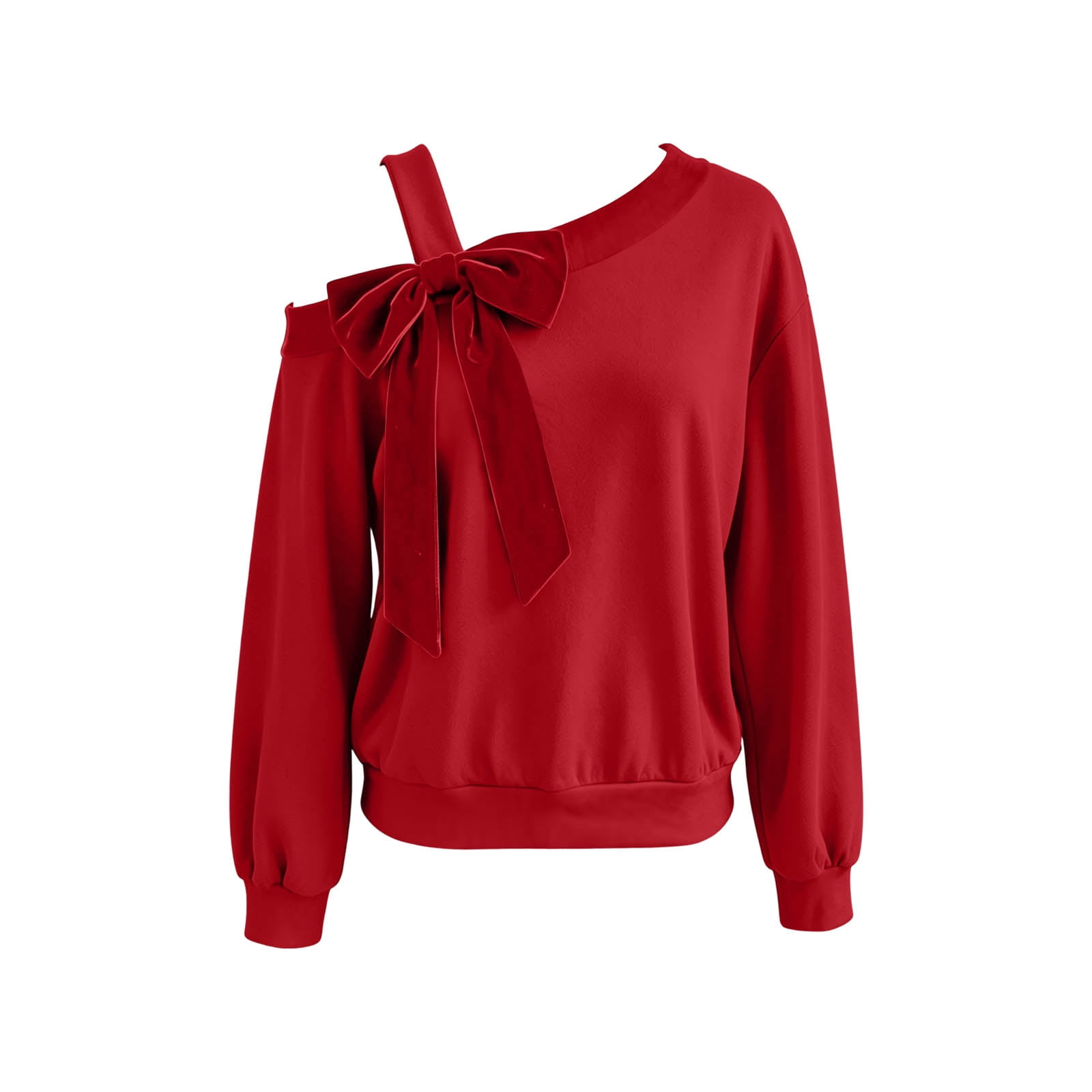 Cold Infant Color Bow Knot Sweatshirt for Women, Fall Cold Shoulder Long Sleeve Color ...