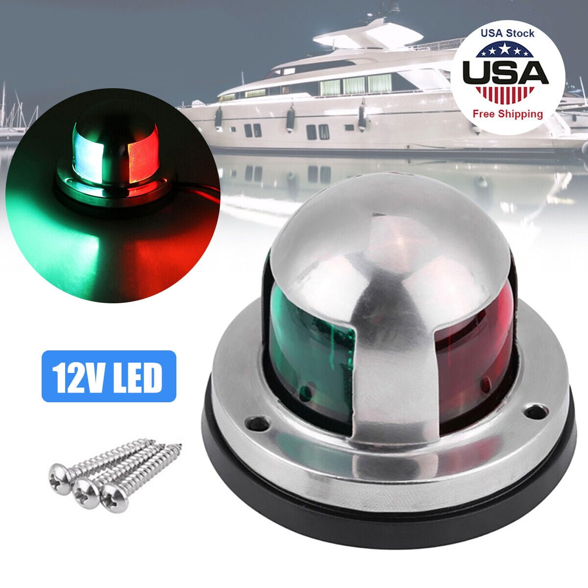 Bow LED Navigation Light, Stainless Steel LED Bow Light, Boat