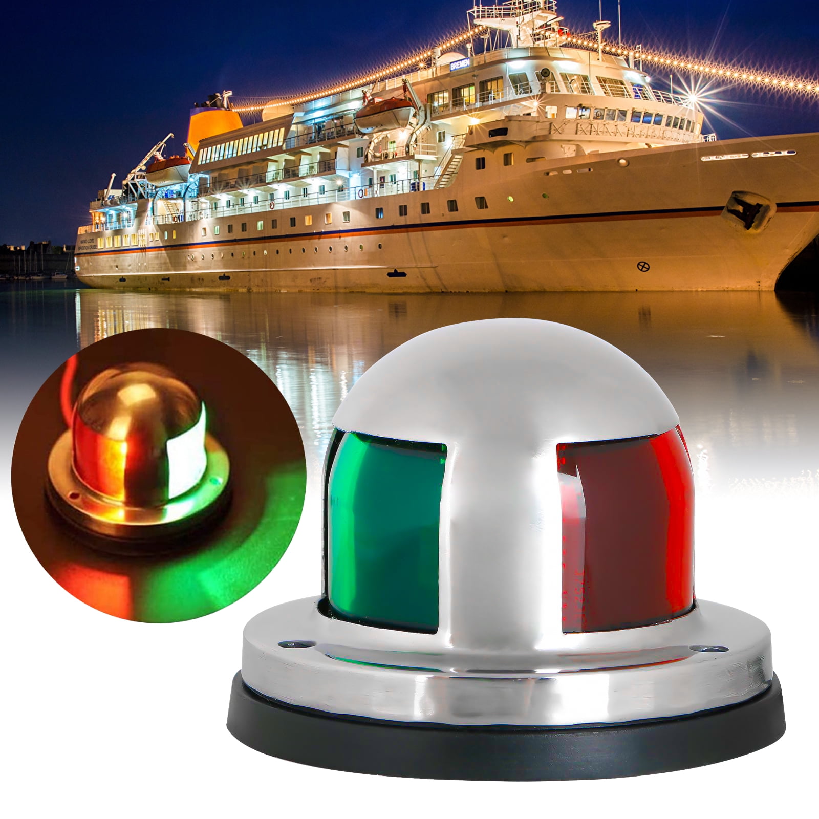 Bow LED Navigation Light, TSV Marine Boat Stainless Steel Lights, IP65