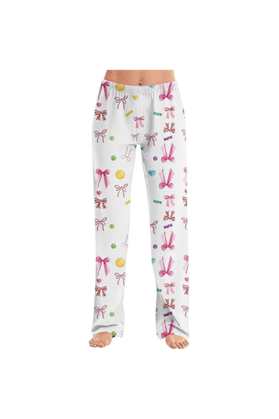 Bow Leisure Trousers, Bow Pajamas Pants for Women, Bow Pants, Bow Pajama Pants Women, Bow Womens Pajama Pants, Women's Bow Pajama Pants Lounge Causal Bottoms Fun Print Sleep Pants, Navy S