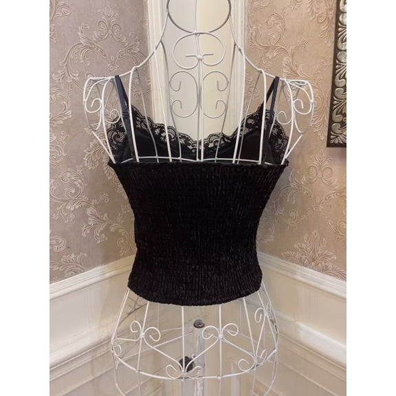 Bow Love Rhinestone Pearl Lace Edge Slim-Fit Chest Pad Short Crop Top Sweet and Cute Velvet Spaghetti Straps Camisole Vest