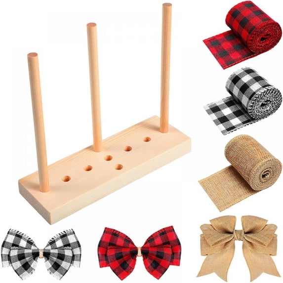 Bow Maker for Ribbon and Wreath, Wooden Bow Making Tool for Christmas Bows Gift Wrapping Wreath Bows Trims Decorations Hair Bows Party Decor
