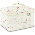 thumbnail image 1 of Bow Makeup Bag Organizer, Travel Makeup Bags for Women, Quilted Cosmetic Bag for Women, Large Travel Toiletry Bag, Cute Makeup Bags for Teen Girls, Cute Toiletry Bag Organizer, 1 of 12