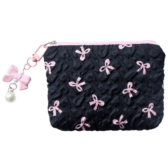 Bow Makeup Bag, Small Makeup Pouch Coin Purse Storage, Cute Puffy Cosmetic Pouch Toiletry Bag For Women