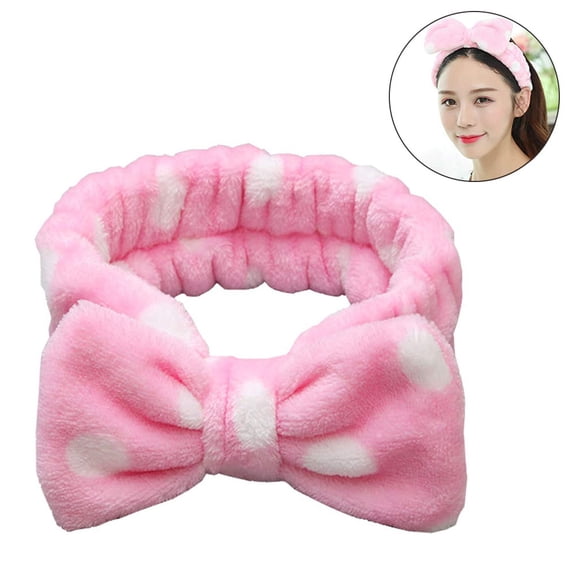 Bow Makeup Headband Microfiber Bowtie Headbands Towel Spa Headband Soft Bath Shower Headband for Washing Face,Pink
