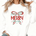 thumbnail image 1 of Bow Merry Christmas Print Sweatshirt White Graphic Sweatshirt S-5XL Holiday Tops, 1 of 4