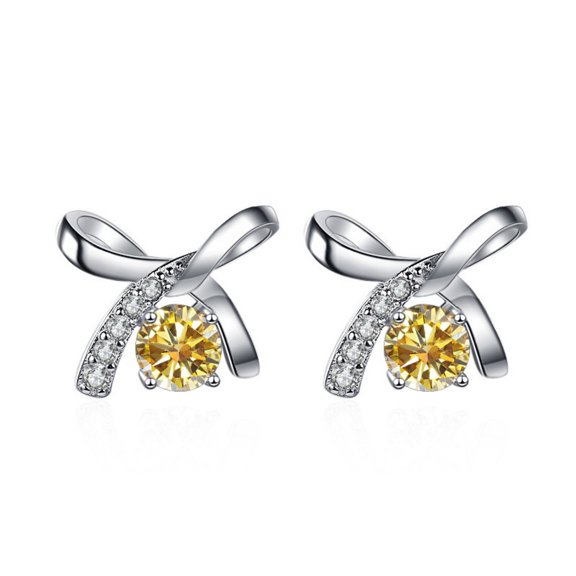 Bow Moissanite Stud Earrings for Women 1ct D Color Round Cut VVS1 clarity 925 Sterling Silver Diamond Earrings Moissanite Earrings for Women with Certificate