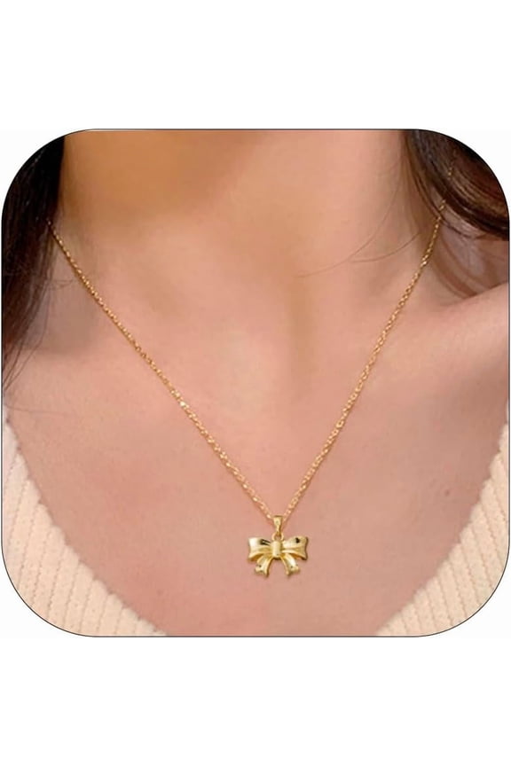Bow Necklace Dainty Gold Necklace