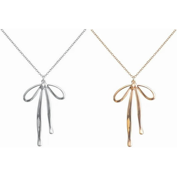 Bow Necklace for Women Gold Flowing Ribbon Bow Pendant Necklaces Dainty Bow Jewelry Bowknot Choker Necklace Fashion Bow Jewelry