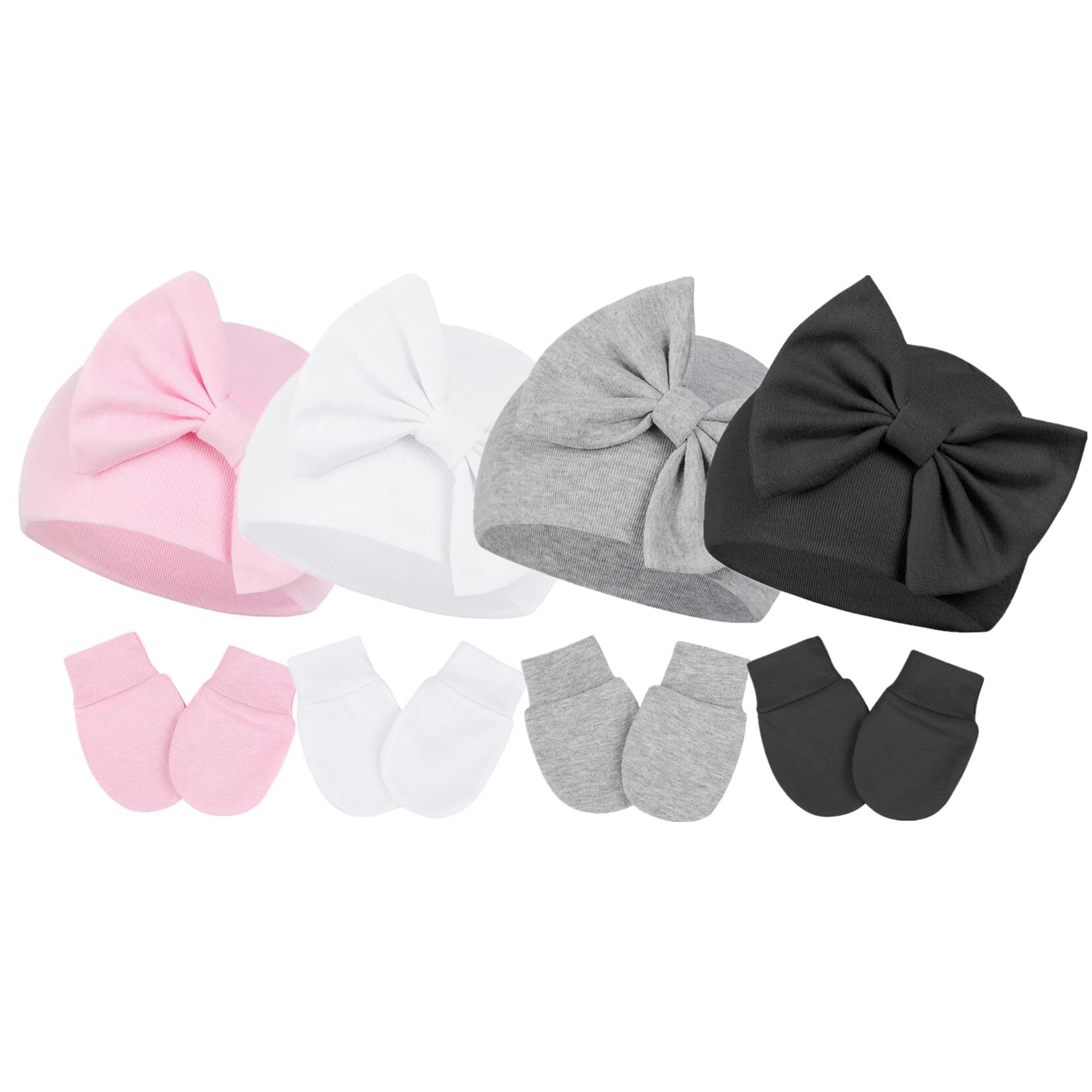 Bow Newborn Hats and Gloves Cute Winter Beanie Todder Girl with Elastic