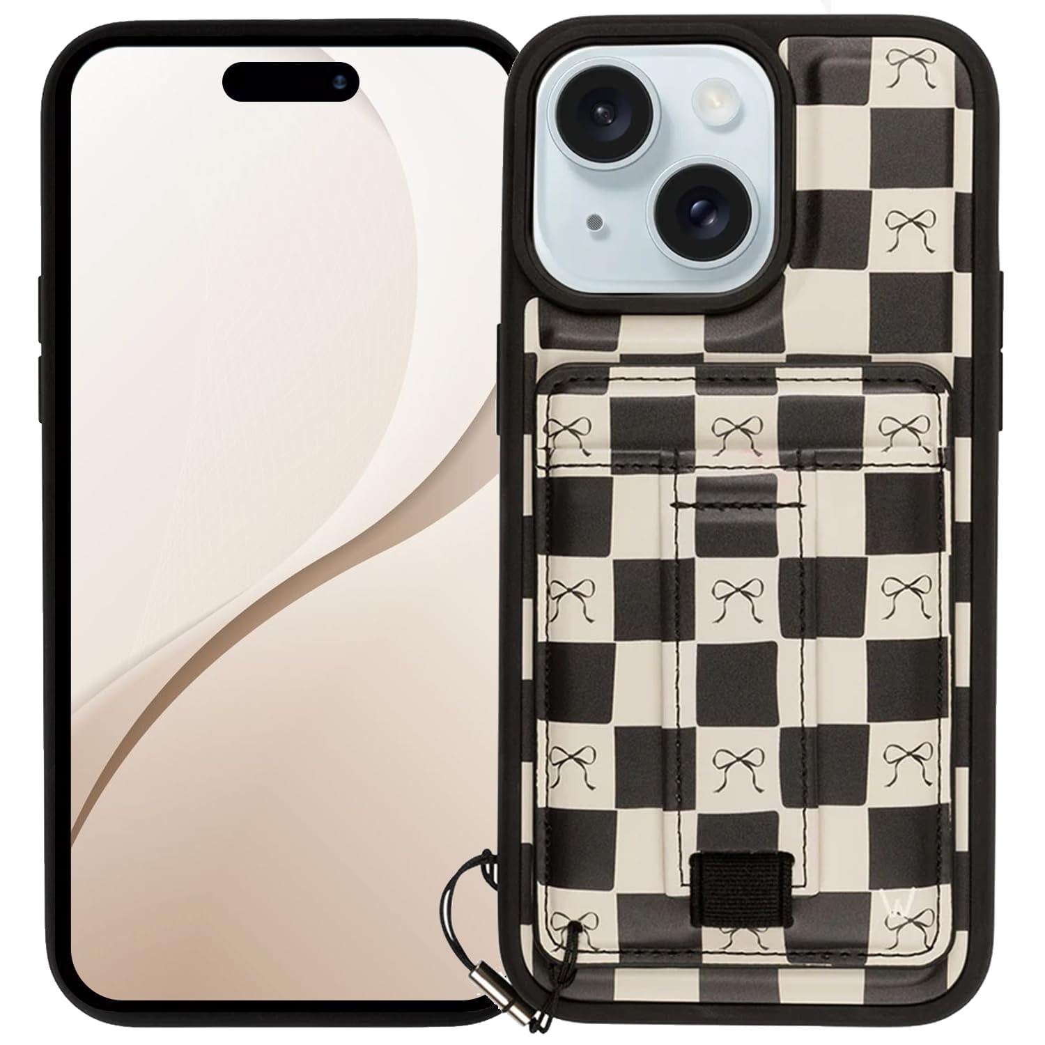 Walli Cases for iPhone 15 Plus Case Aesthetic Magnetic Wallet Phone Case Card Holder, Holds up to 2 Cards - Cute, Trendy Phone Cover for Women fits iPhone 15 Plus, with Kickstand & Finger Strap