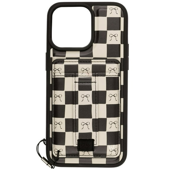 Walli Cases Bow Noir Magnetic Phone Case for iPhone 13 Pro with Wallet, Kickstand & Finger Strap