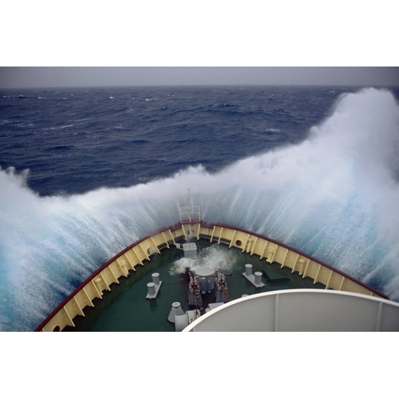 Bow Of Ship Crashes Into South Atlantic Ocean Causing Huge Wave Summer Headed To Antarctica by Tom Soucek / Design Pics (17 x 11)