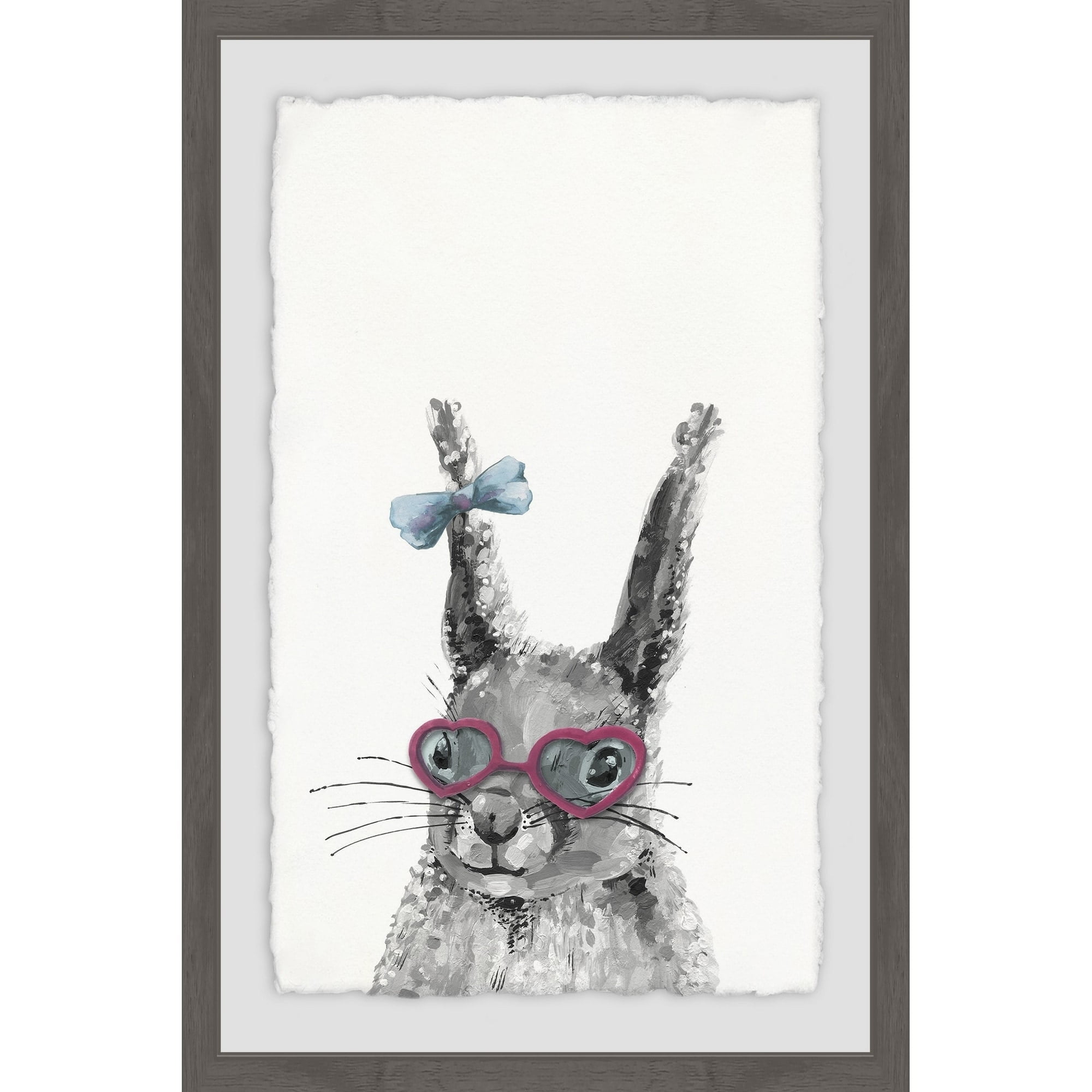 Bow On Bunny Framed Painting Art Print, 20.00" x 1.50"