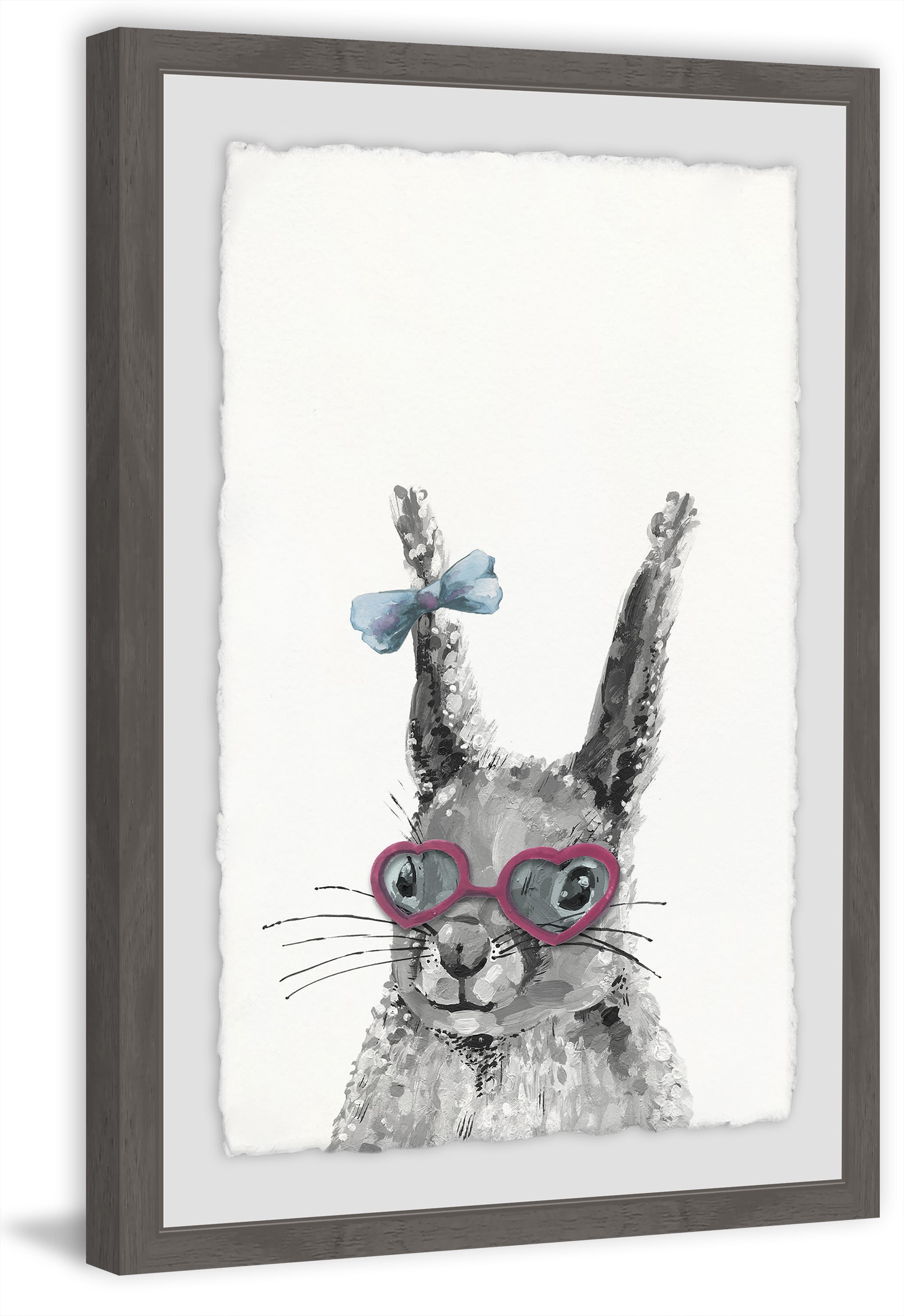 Bow On Bunny Framed Painting Art Print, 24.00" x 1.50"