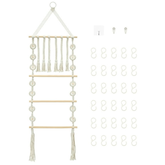 Bow Organizer for Girls Wall Hanging Hair Bow Organizer Large Capacity Headband Holder Bow Hanger with 30 Hooks Decorative Hair Accessories Organizer for Hair Clips Bows Headband