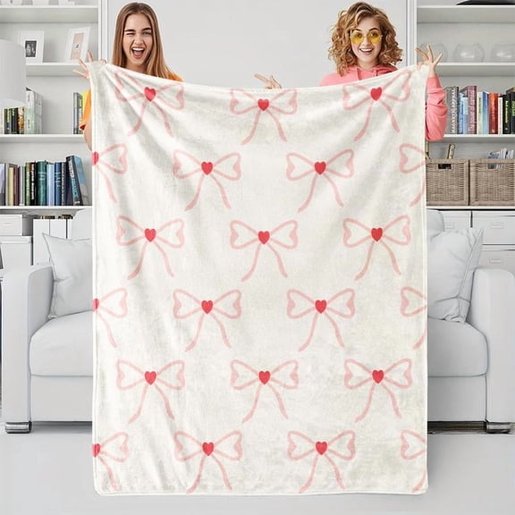 Bow Pattern Blanket, 1 Count Soft Comfortable Throw Blanket, Warm Napping Blanket for Home Office Travel Camping