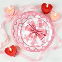 Bow Pattern Disposable Paper Plates, 10Pcs Themed Dinner Plates for Birthday and Bridal Parties, Decorative Tableware for Celebrations(A,7")