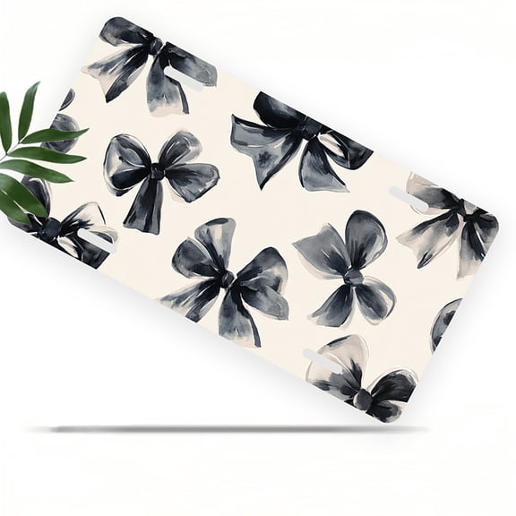 Bow Pattern Front License Plate, Metal License Plate, Funny Standard Plates Personalized Novelty Decorative For Men/Women/Boys/Girls Car 6×12 Inch