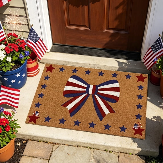 Bow Pattern Independence Day Rug, Absorbent Stain Dust Resistant ...