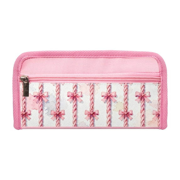 Bow Pattern Pink Pencil Case,Portable and foldable