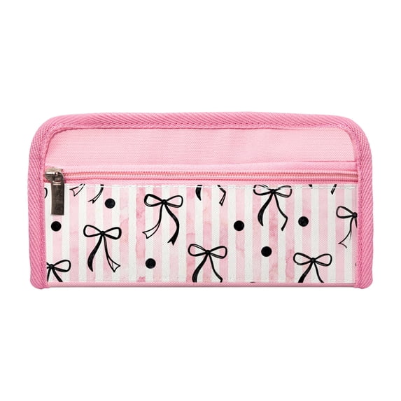 Bow Pattern Pink Pencil Case,Portable and foldable