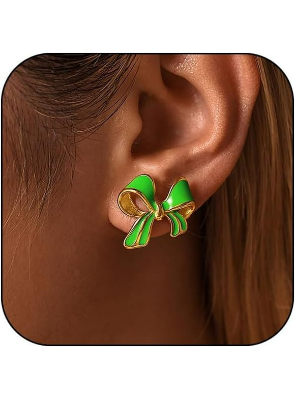 Bow Pearl Earrings for Women, 14K Gold Plated Bowknot Dangle Drop Vintage Twist Post Stud Gift Jewelry