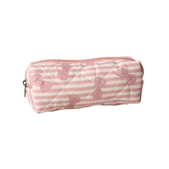 Bow Pencil Case Cute Pencil Pouch Soft Storage Bag Aesthetic Pattern Gift Makeup Pouch Cosmetic Bag for Women Adults Stripe