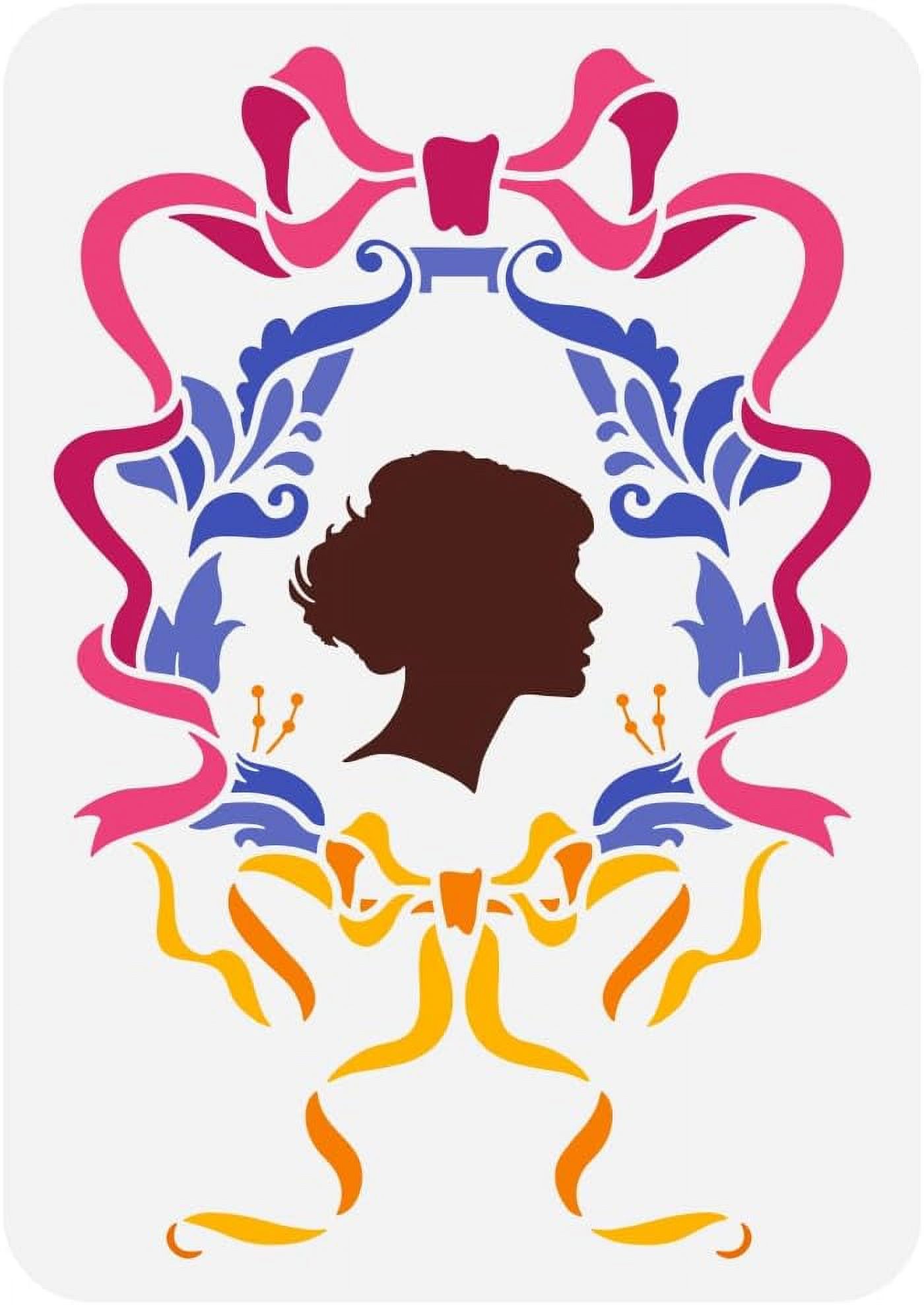 Bow Photo Frame Painting Stencil 8.3x11.7inch Reusable Lady Silhouette