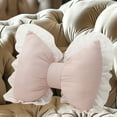 thumbnail image 1 of Bow Pillow, Bedding Throw Pillows, Bow Shaped Pillow Decorative, Pinky Bow Pillow, Lace Bowknot Throw Pillow, Cute Bow Shaped Pillows for Sofa Couch Bed Living Room Bedroom (Pinky), 1 of 5