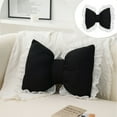 thumbnail image 1 of Bow Pillow for Couch, Bow Pillow Throw Pillow, Ruffle Lace Bow Pillows Decorative, Cute Bow Shaped Pillows for Sofa Couch Bed Living Room Bedroom (Black/1 Pcs) 15.74x12.59", 1 of 8