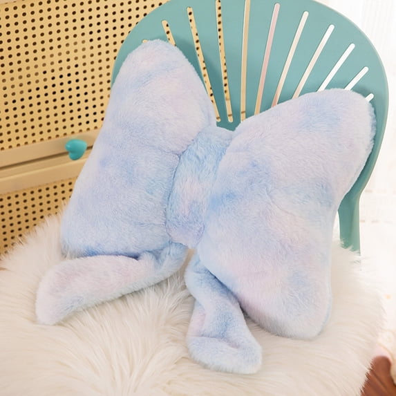 Bow Pillow Decorative Pillows Aesthetic Home Decor Soft Seat Cushions Cute Throw Pillow for Couch Bow Room Decor(12.6"×15",Sky Blue)