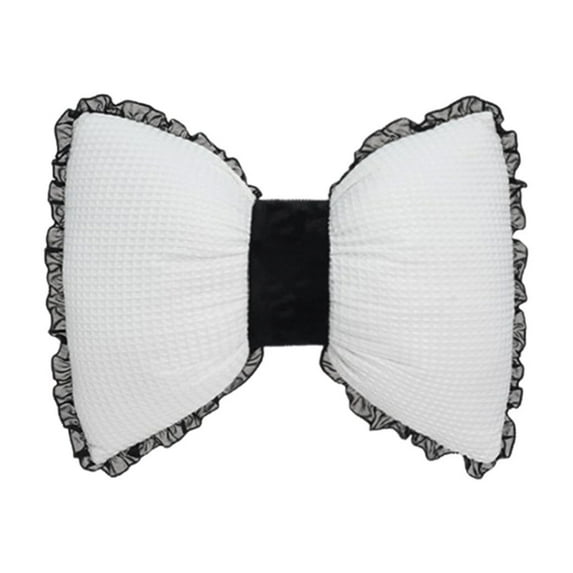 Bow Pillow Decorative Throw Pillow with Ruffle Lace, Soft Bow Shaped Cushion for Sofa, Couch, Bed, and Living Room, Cute Home Décor Accent Pillow