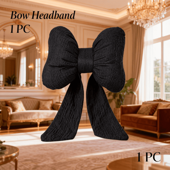 Bow Pillow Soft Bow Throw Pillow Cute Bowknot Plush Pillow Bow Aesthetic Home Decor Stuffed Bow Lumbar Pillow for Bed Couch Living Room Decor (Black)