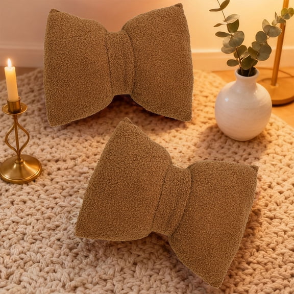 Bow Pillow, Throw Pillow for Sofa and Office Chair, Lumbar Support Cushion, Decorative Home Accent with Removable Machine Washable Cover, Cotton Fabric, Ideal Mother Day Gift