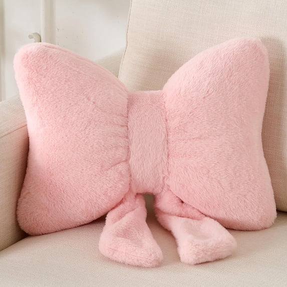 Bow Pillow, Throw Pillows for Bed,Bow Pillows Decorative, Bow shaped pillows, Decorative pillows, Bow room decor for bed room,Bedroom, Couch, Sofa,Pink,40x30cm
