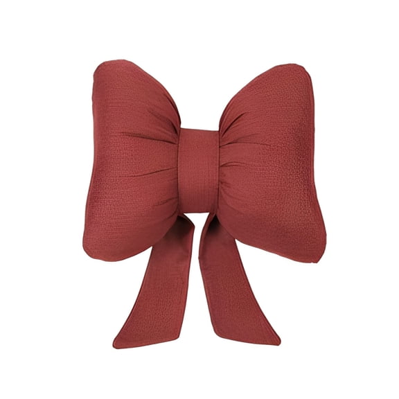 Bow Pillow Throw Pillows Butterfly Shaped Decorative Cute Bow Shaped Cushion Velvet Plush Lumbar Decorative for Room Bed Sofa Couch Car Christmas Party Supplies Home Decor(Brick Red,16.1x12.2")