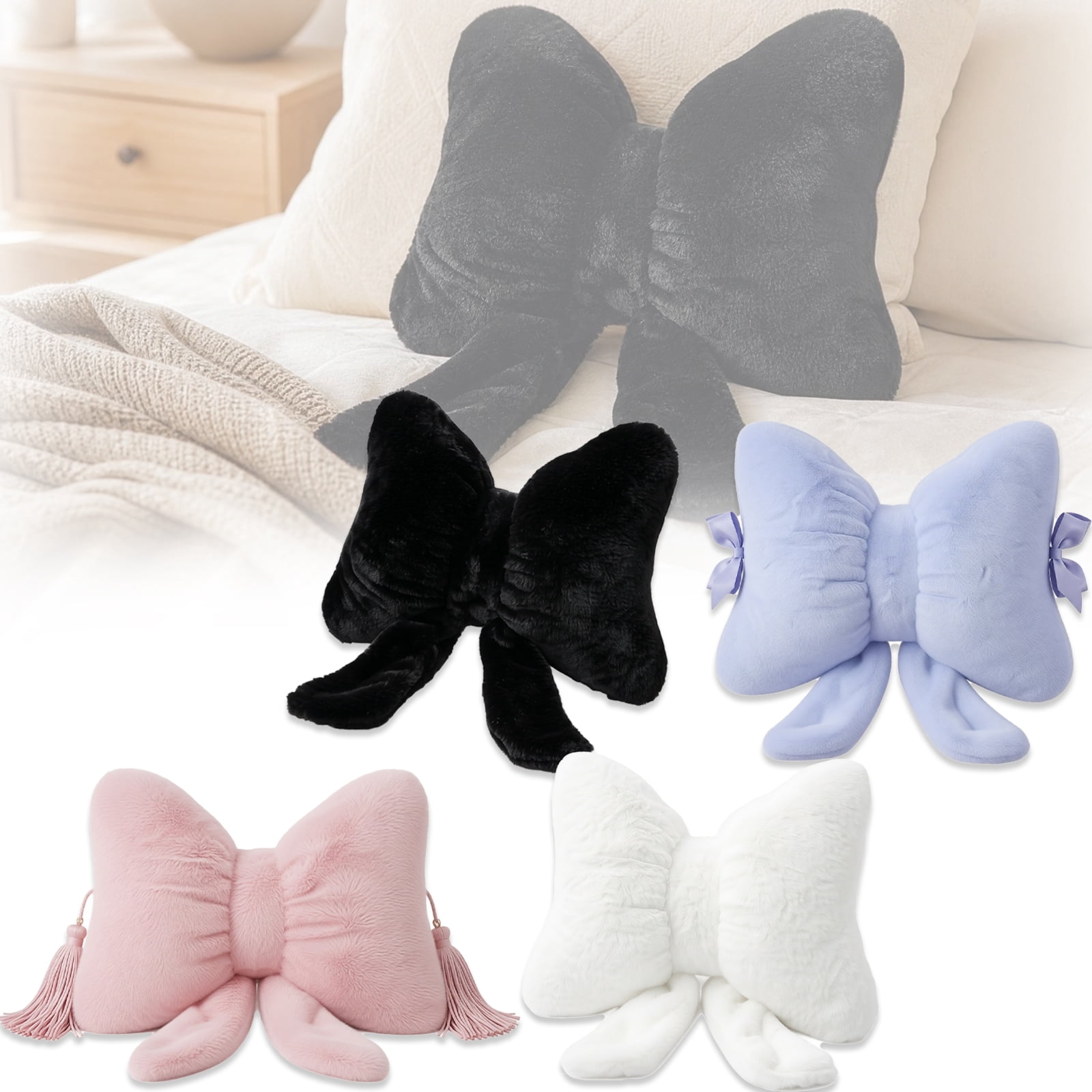 Bow Pillows for Girls Cute Pillow Soft Plush Bow-Shaped Throw Pillow ...