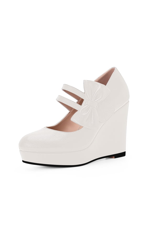 Bow Platform High Heel Wedges