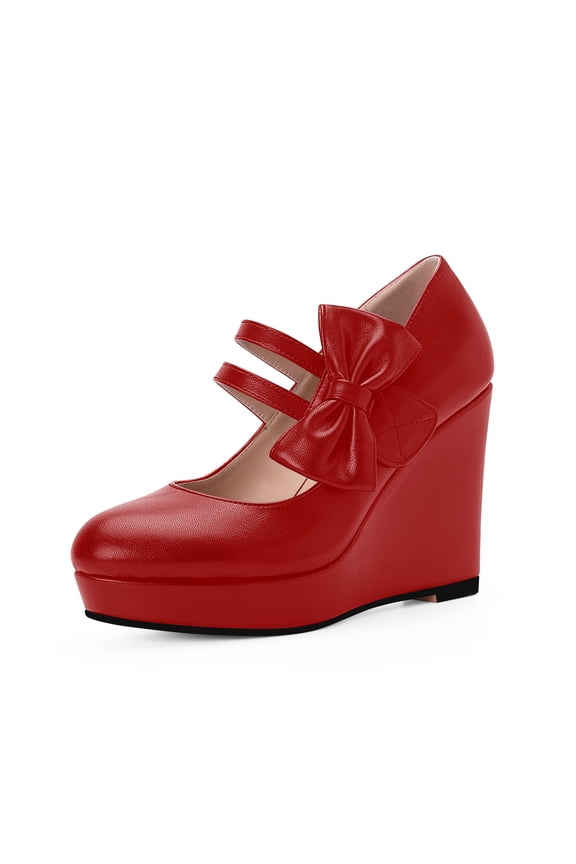Bow Platform High Heel Wedges