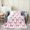 thumbnail image 1 of Bow Plush Throw Blanket, 40"x50" Girls Bow Blanket for Boys Teens Decor Cute Bowknot Flannel Fleece Blanket Kawaii Pink Bedroom, 1 of 6