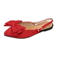 thumbnail image 1 of Bow Pointed Toe Dress Flat Shoes for Women Elastic Back Slingback Flats Fashion Casual Adjustable Ankle Strap Shoes, 41, 1 of 9